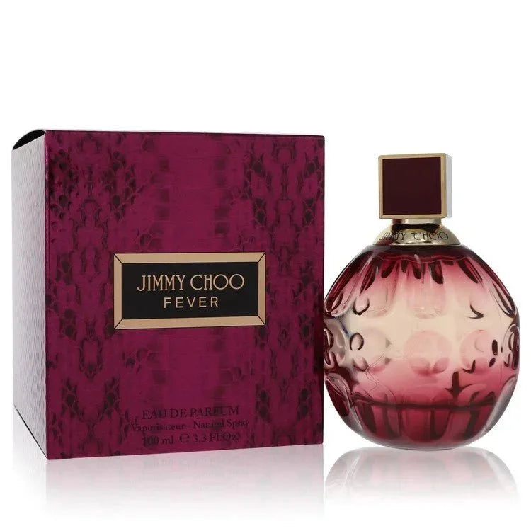 Jimmy Choo Fever Eau de Parfum bottle — red bottle, women's floral fruity gourmand EDP with heliotrope, vanilla orchid and roasted tonka
