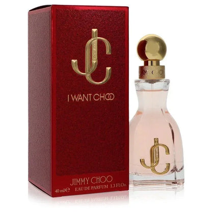 Jimmy Choo I Want Choo Eau de Parfum spray bottle and red box for women