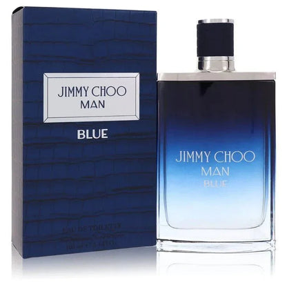 Jimmy Choo Man Blue cologne bottle and box, men’s eau de toilette, blue gradient design