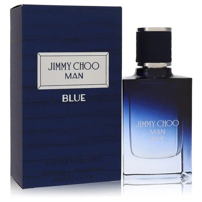 Jimmy Choo Man Blue cologne bottle and box, gradient blue packaging for men