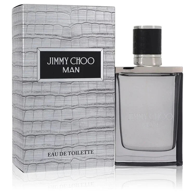 Jimmy Choo Man Eau de Toilette spray bottle and textured box for men’s fragrance
