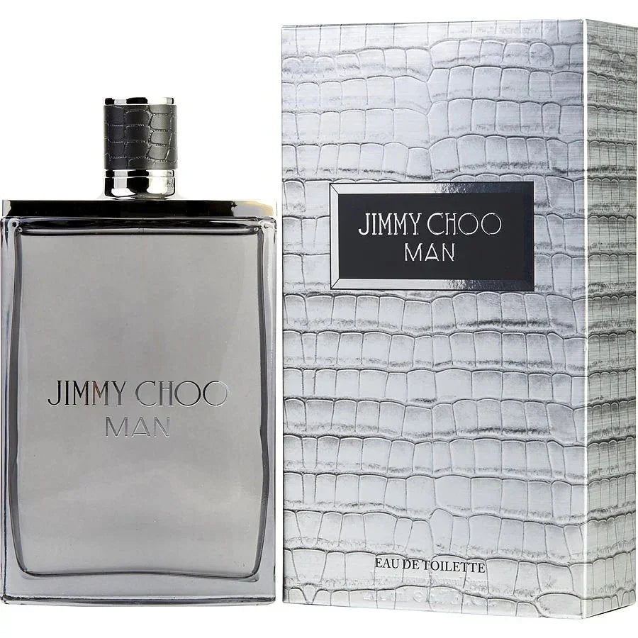 Jimmy Choo Man cologne spray bottle and textured box for men, eau de toilette