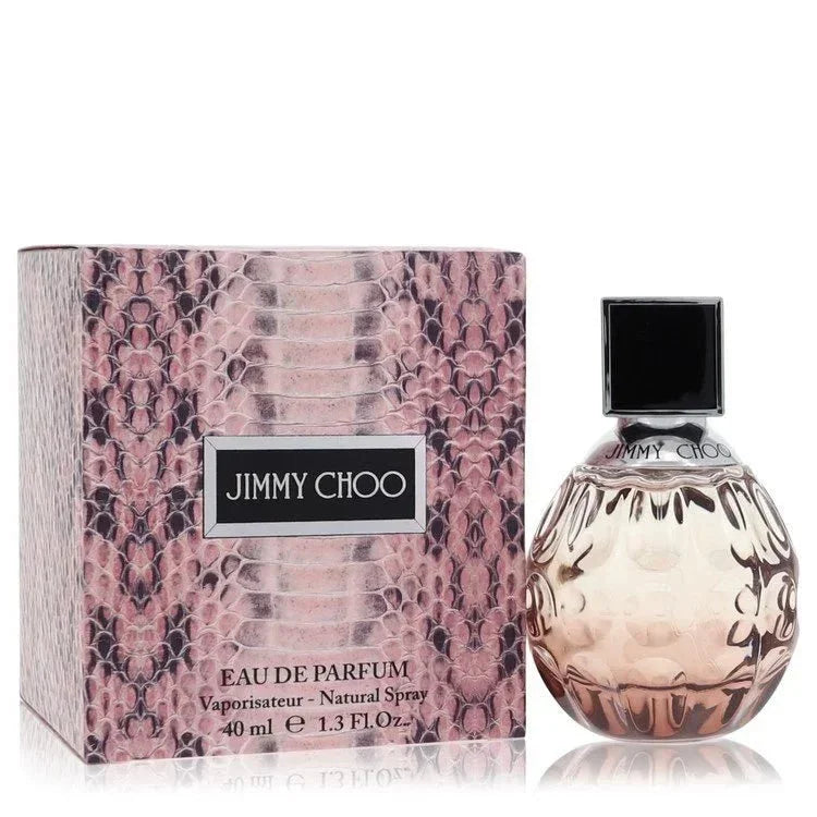 Jimmy Choo Eau de Parfum spray bottle and pink snake print box, 40ml women's fragrance