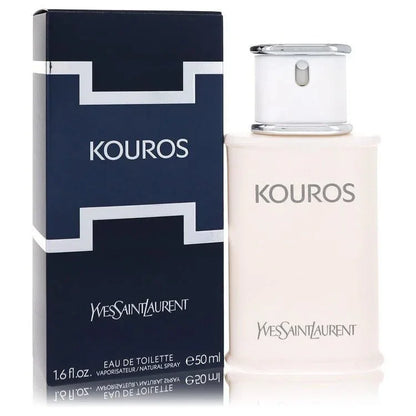 Kouros Eau de Toilette spray bottle and box for men, 50ml, designer fragrance