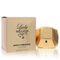 Lady Million Eau de Parfum spray for women with gold packaging and faceted bottle
