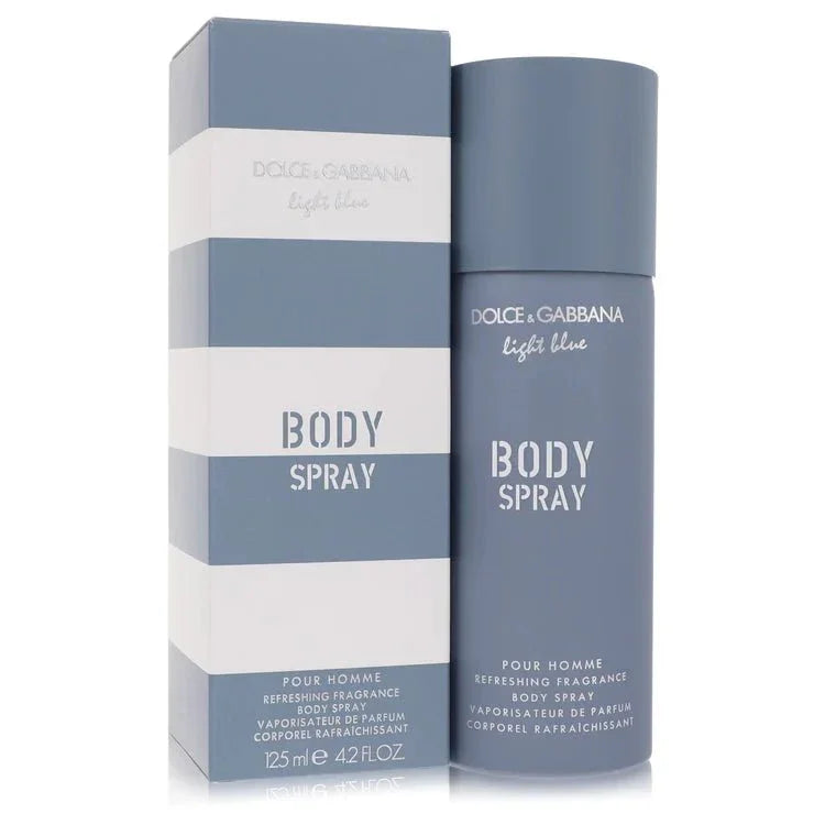 Dolce & Gabbana Light Blue body spray for men with blue striped box, 125ml size.