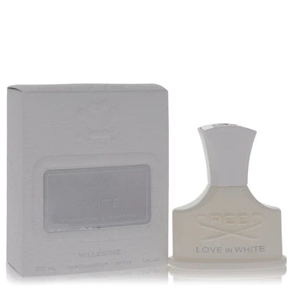 Love in White eau de parfum for women bottle and box, white elegant packaging