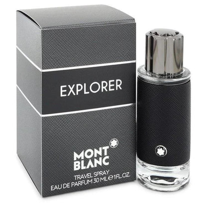 Explorer eau de parfum travel spray for men, black textured bottle and box, 30ml size