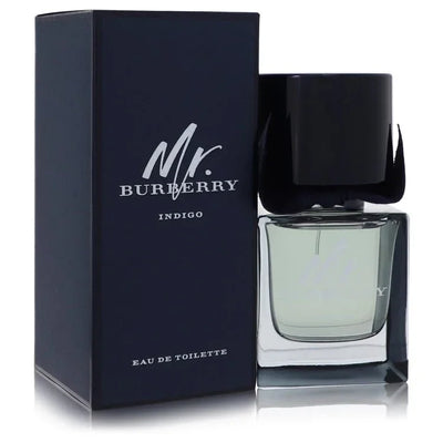 Mr. Burberry Indigo Eau de Toilette cologne bottle and box, designer fragrance