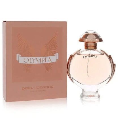 Olympea perfume by Paco Rabanne for women, rose gold box and round glass bottle