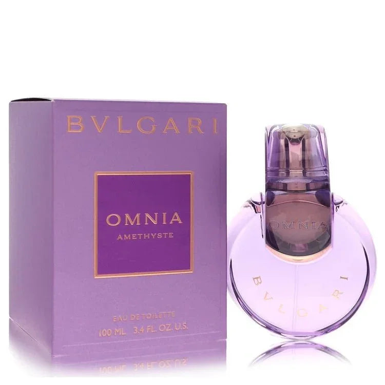 Omnia Amethyste Eau de Toilette spray for women with purple box and bottle, 100ml