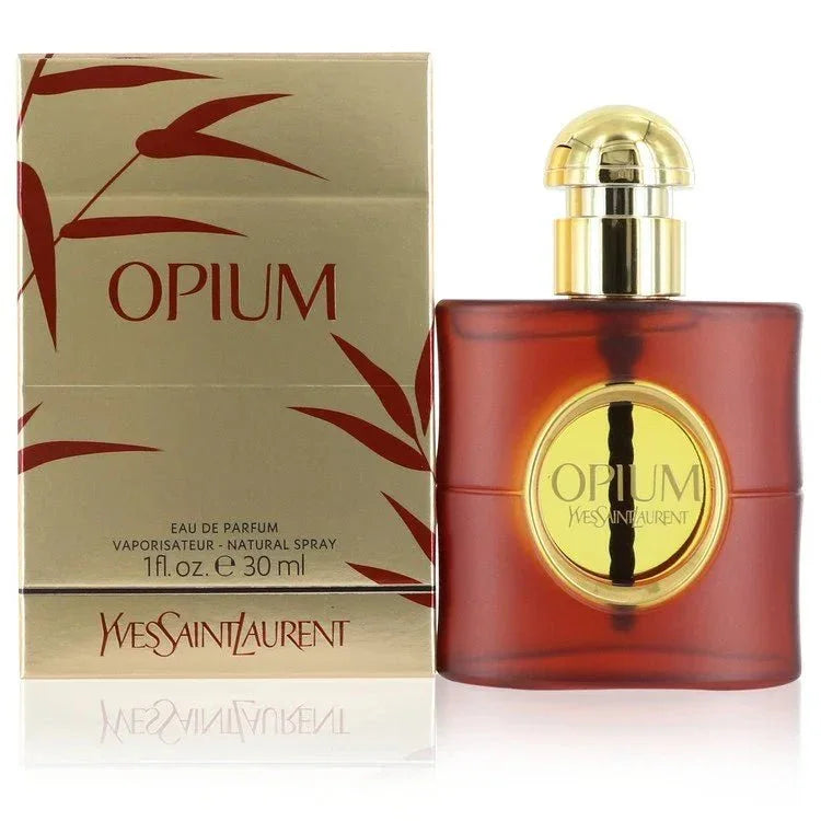 Opium Eau de Parfum spray for women, red and gold bottle with matching box, 30ml