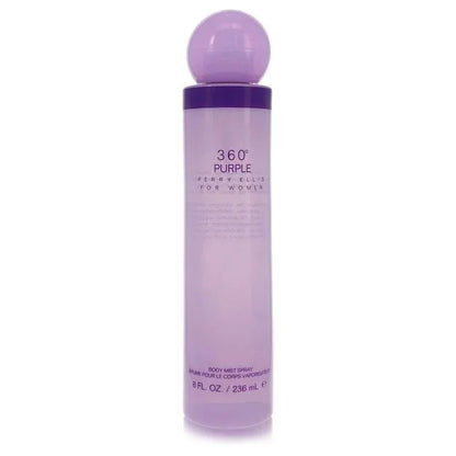 360 Purple body mist spray for women in a tall, translucent purple bottle, 236ml