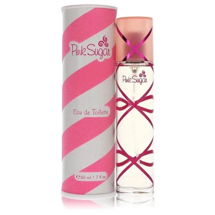 Pink Sugar Eau de Toilette spray perfume for women with pink and white packaging, 50ml