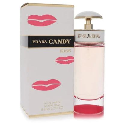 Prada Candy Kiss perfume bottle and box with pink lips design, 80ml eau de parfum