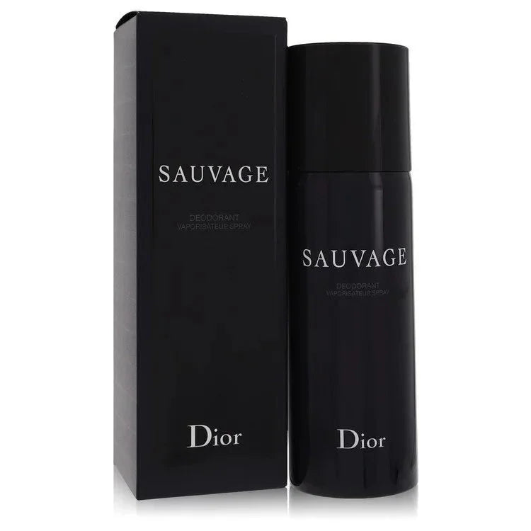 Sauvage deodorant spray for men by Dior in sleek black bottle with matching box