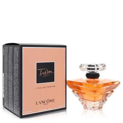 Trésor Eau de Parfum spray for women, peach box and crystal perfume bottle, 100ml