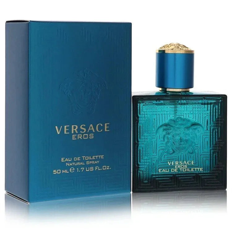 Versace Eros Eau de Toilette for men, blue bottle and box, 50ml designer cologne