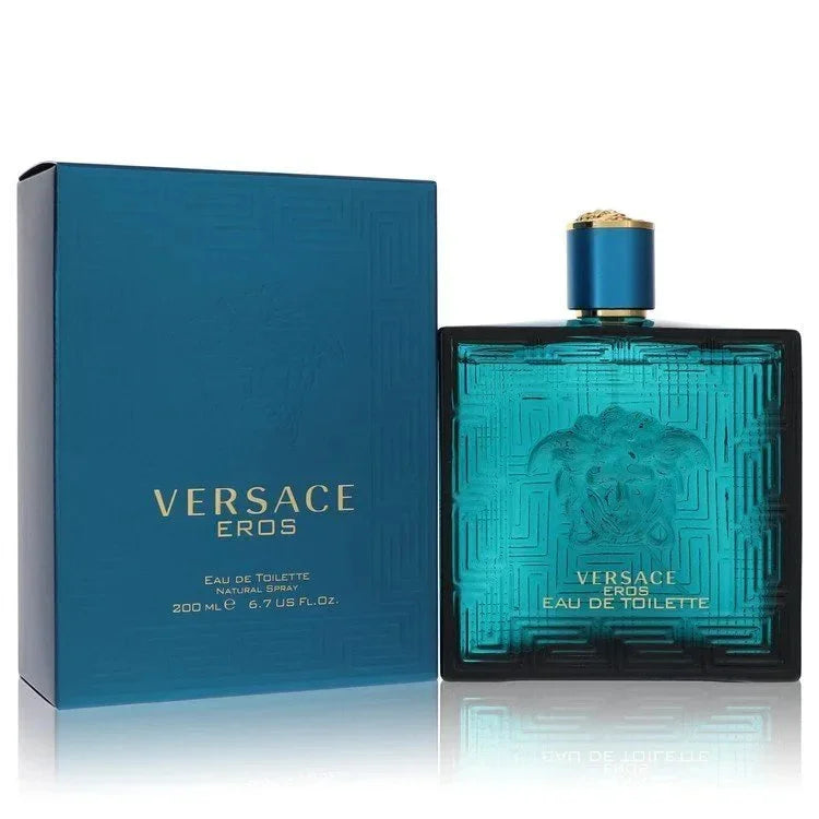 Versace Eros Eau de Toilette spray for men in blue bottle with matching box