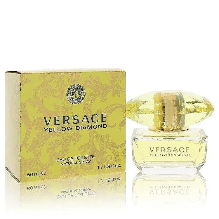 Versace Yellow Diamond Eau de Toilette spray bottle and box for women, 50ml perfume
